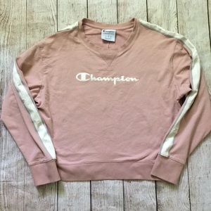 Champion Pink Crewneck Sweatshirt with White reflective trim. M / L